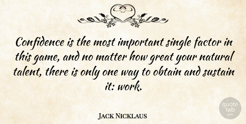 Jack Nicklaus Quote About Life, Motivational, Confidence: Confidence Is The Most Important...