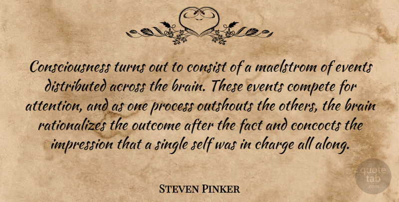 Steven Pinker Quote About Self, Brain, Attention: Consciousness Turns Out To Consist...