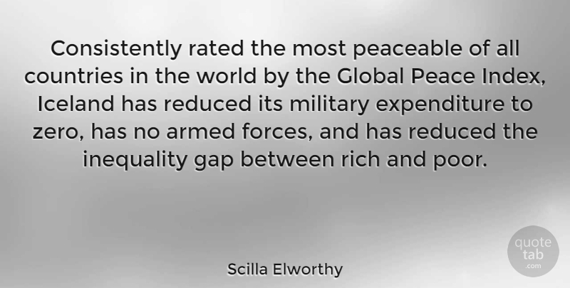 Scilla Elworthy Quote About Armed, Countries, Gap, Global, Iceland: Consistently Rated The Most Peaceable...