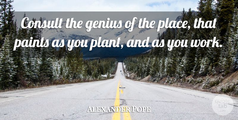 Alexander Pope Quote About Garden, Genius, Paint: Consult The Genius Of The...