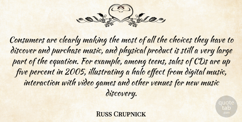 Russ Crupnick Quote About Among, Cds, Choice, Choices, Clearly: Consumers Are Clearly Making The...