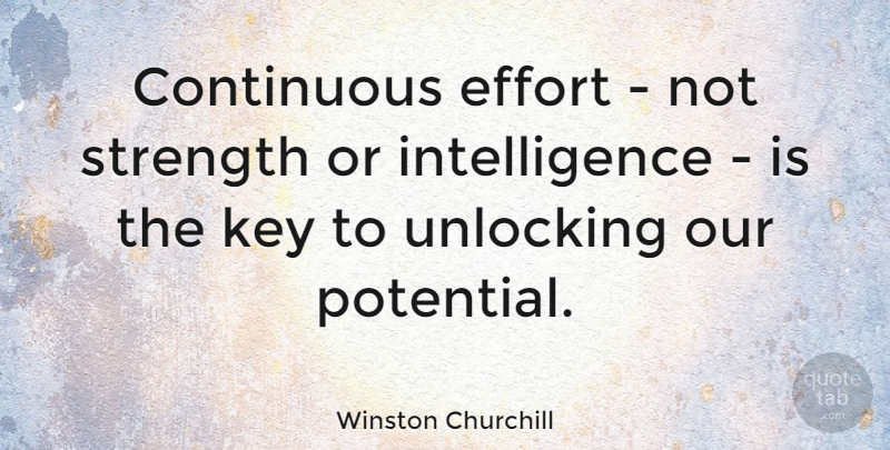 Winston Churchill Quote About Inspirational, Life, Motivational: Continuous Effort Not Strength Or...