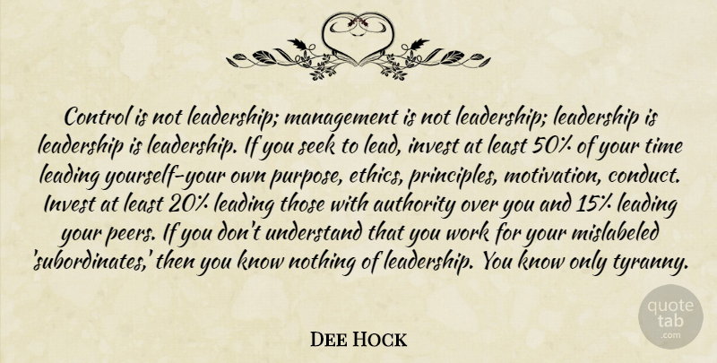 Dee Hock Quote About Motivation, Discipline, Over You: Control Is Not Leadership Management...