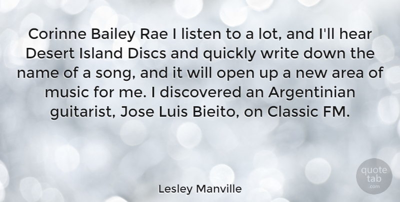 Lesley Manville Quote About Area, Bailey, Classic, Discovered, Hear: Corinne Bailey Rae I Listen...