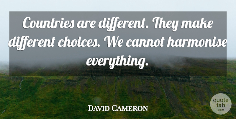 David Cameron Quote About Country, Choices, Different: Countries Are Different They Make...