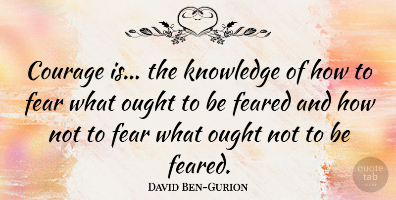 David Ben-Gurion Quote About Courage, Bravery And Fear, Ought: Courage Is The Knowledge Of...
