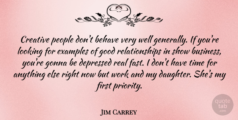 Jim Carrey Quote About Daughter, Mother, Real: Creative People Dont Behave Very...