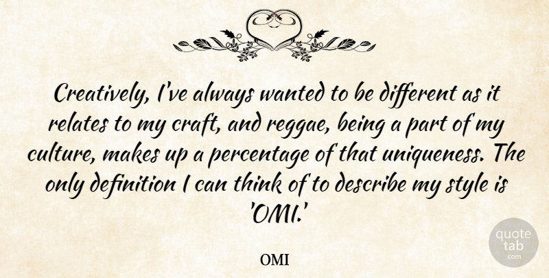OMI Quote About Definition, Describe, Percentage, Relates: Creatively Ive Always Wanted To...