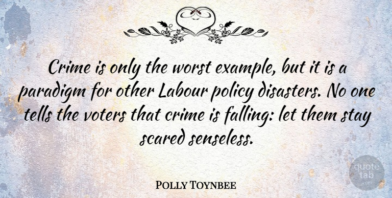 Polly Toynbee Quote About Fall, Voters, Example: Crime Is Only The Worst...