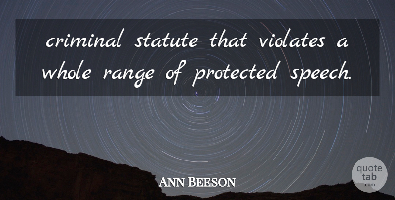 Ann Beeson Quote About Criminal, Protected, Range: Criminal Statute That Violates A...