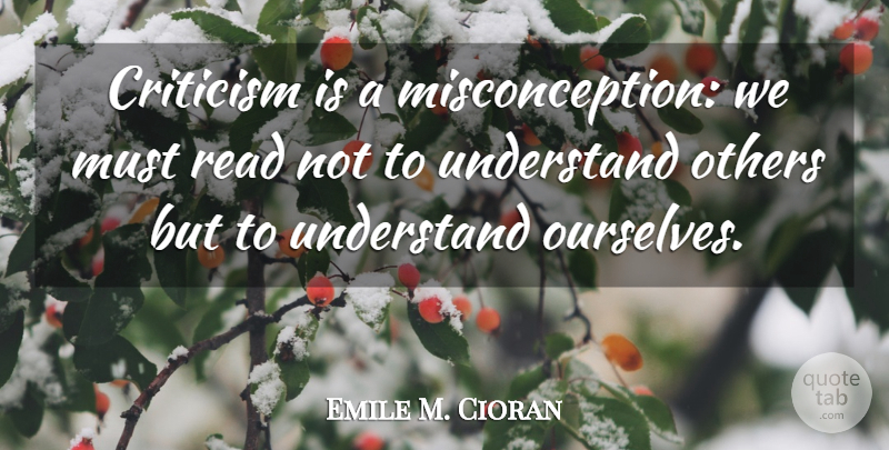 Emile M. Cioran Quote About Criticism, Critics, Misconception: Criticism Is A Misconception We...