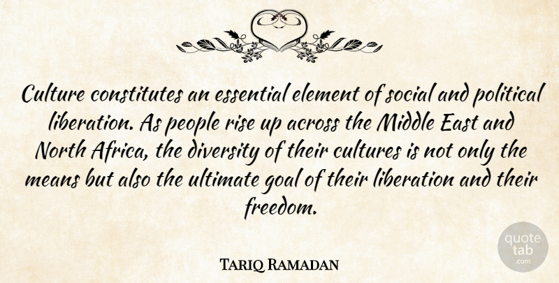 Tariq Ramadan Quote About Mean, Diversity, Goal: Culture Constitutes An Essential Element...