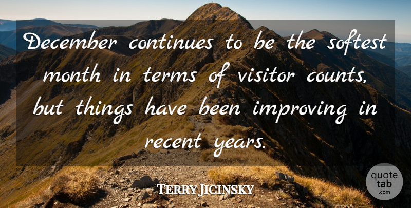 Terry Jicinsky Quote About Continues, December, Improving, Month, Recent: December Continues To Be The...