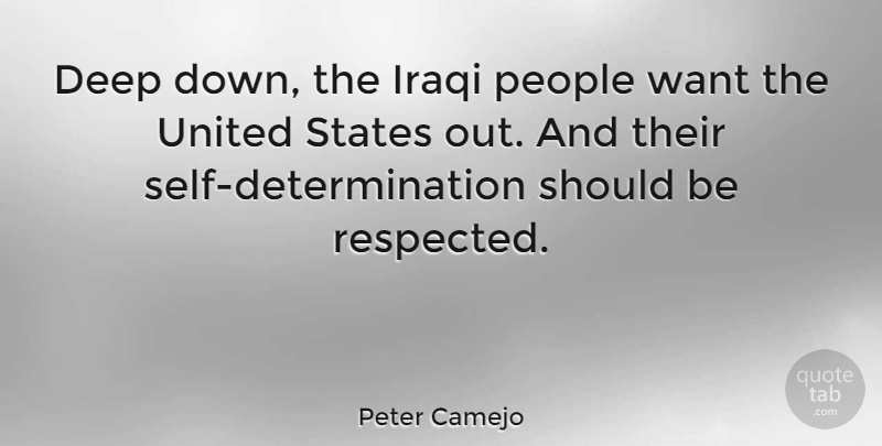 Peter Camejo Quote About Determination, Self, People: Deep Down The Iraqi People...