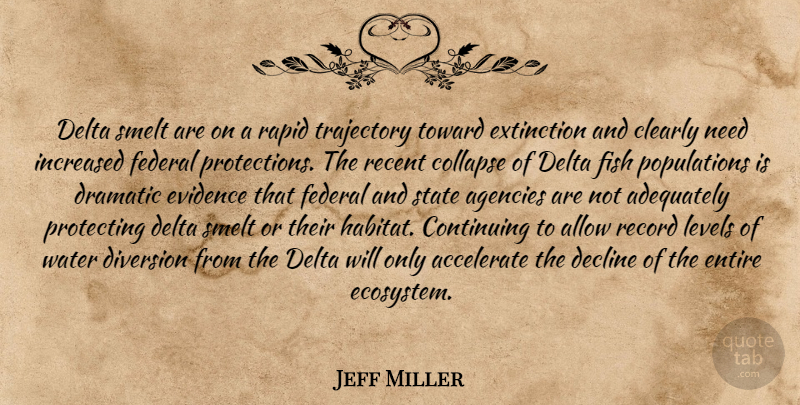 Jeff Miller Quote About Accelerate, Adequately, Agencies, Allow, Clearly: Delta Smelt Are On A...