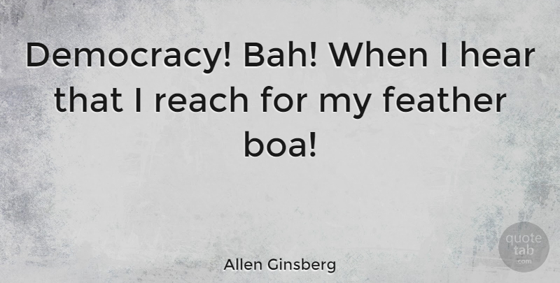 Allen Ginsberg Quote About Democracies Have, Political, Democracy: Democracy Bah When I Hear...