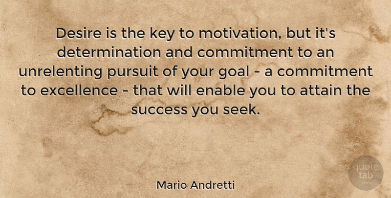 Mario Andretti Quote About Inspirational, Motivational, Success: Desire Is The Key To...