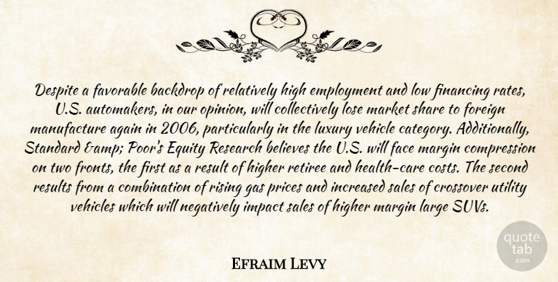 Efraim Levy Quote About Again, Backdrop, Believes, Crossover, Despite: Despite A Favorable Backdrop Of...