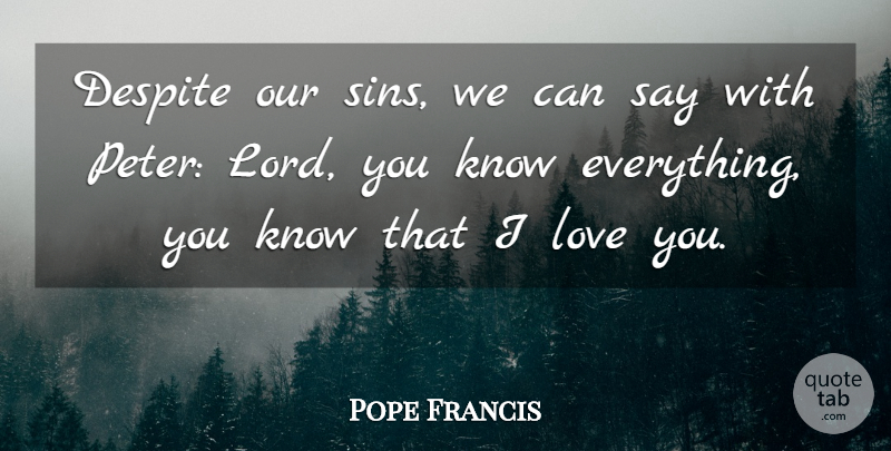 Pope Francis Quote About Love You, Sin, Lord: Despite Our Sins We Can...