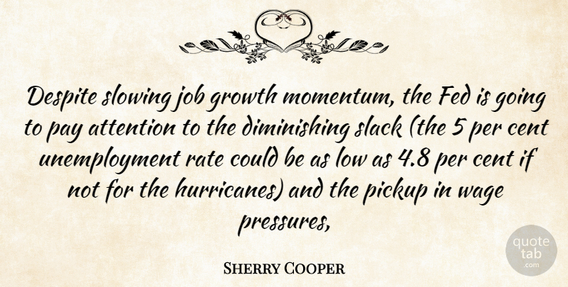 Sherry Cooper Quote About Attention, Cent, Despite, Fed, Growth: Despite Slowing Job Growth Momentum...