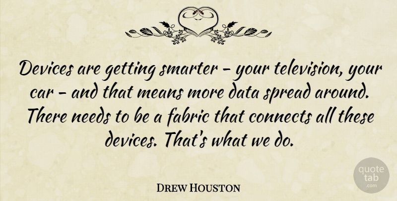 Drew Houston Quote About Mean, Data, Car: Devices Are Getting Smarter Your...