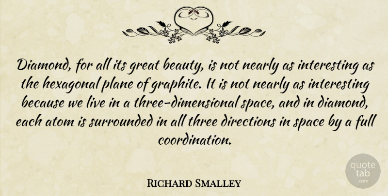 Richard Smalley Quote About Atom, Beauty, Directions, Full, Great: Diamond For All Its Great...