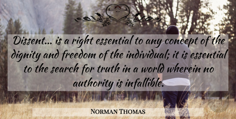 Norman Thomas Quote About President, World, Essentials: Dissent Is A Right Essential...