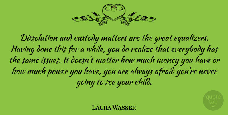Laura Wasser Quote About Afraid, Custody, Everybody, Great, Matters: Dissolution And Custody Matters Are...