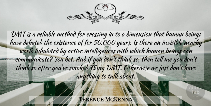Terence McKenna Quote About Thinking, Years, Dmt: Dmt Is A Reliable Method...