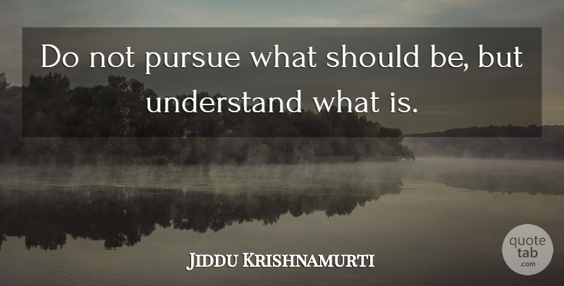 Jiddu Krishnamurti Quote About Spiritual, Awakening, Should: Do Not Pursue What Should...