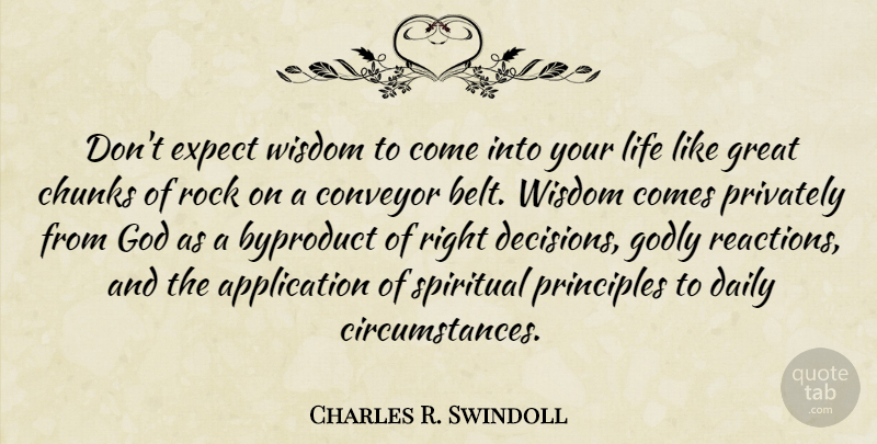Charles R. Swindoll Quote About Christian, Spiritual, Godly: Dont Expect Wisdom To Come...