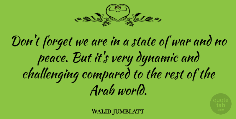 Walid Jumblatt Quote About Arab, Compared, Dynamic, Rest, State: Dont Forget We Are In...