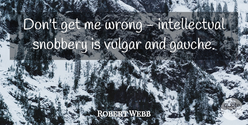 Robert Webb Quote About undefined: Dont Get Me Wrong Intellectual...