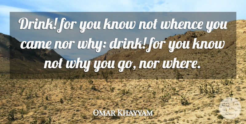 Omar Khayyam Quote About American Director, Came, Nor: Drink For You Know Not...