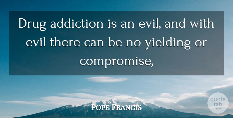 Pope Francis Quote About Addiction, Evil, Drug: Drug Addiction Is An Evil...