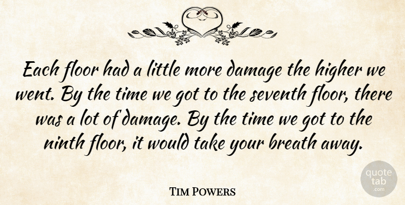 Tim Powers Quote About Breath, Damage, Floor, Higher, Ninth: Each Floor Had A Little...