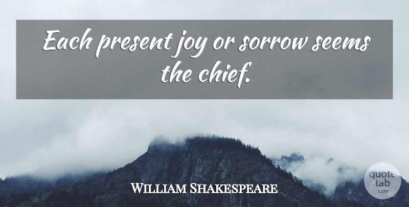 William Shakespeare Quote About Memorable, Joy, Sorrow: Each Present Joy Or Sorrow...