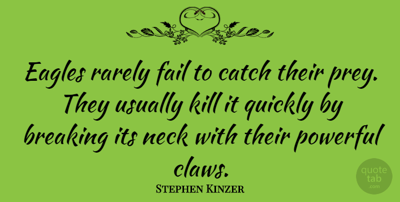 Stephen Kinzer Quote About Breaking, Catch, Neck, Quickly, Rarely: Eagles Rarely Fail To Catch...
