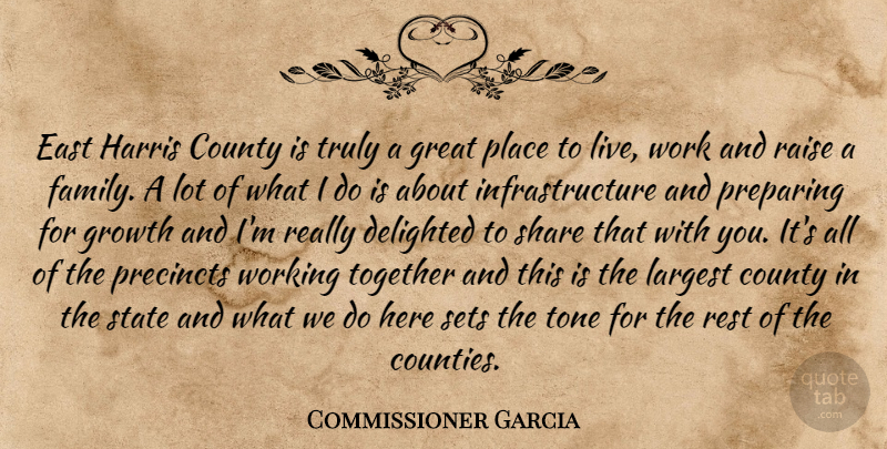 Commissioner Garcia Quote About County, Delighted, East, Great, Growth: East Harris County Is Truly...