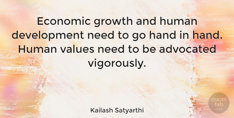 Kailash Satyarthi Quote About Hand, Human: Economic Growth And Human Development...