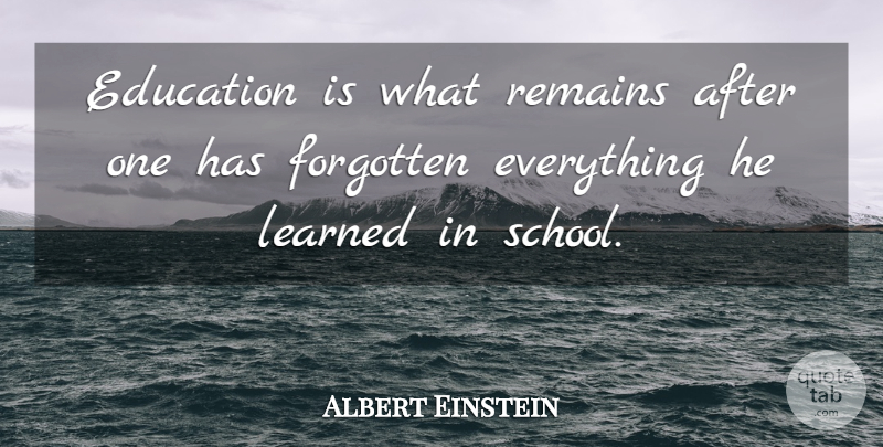 Albert Einstein Quote About Education, Forgotten, Learned, Remains, School: Education Is What Remains After...