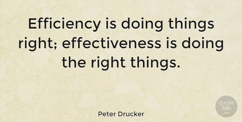 Peter Drucker Quote About American Businessman, Efficiency: Efficiency Is Doing Things Right...