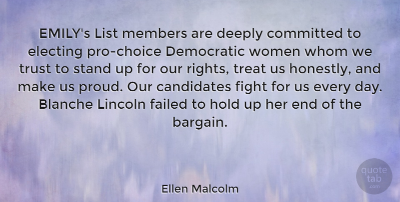 Ellen Malcolm Quote About Fighting, Rights, Choices: Emilys List Members Are Deeply...