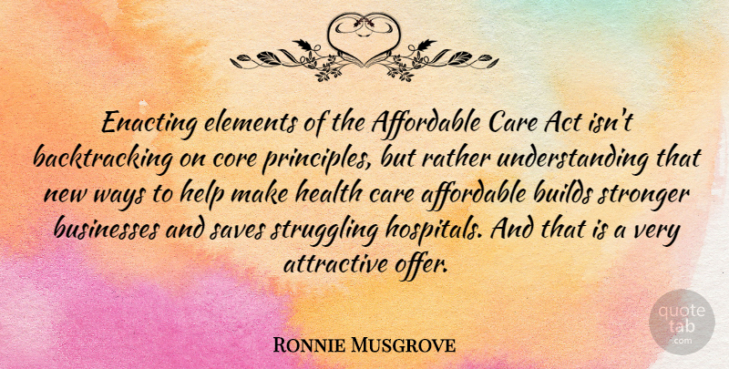 Ronnie Musgrove Quote About Act, Affordable, Attractive, Builds, Businesses: Enacting Elements Of The Affordable...