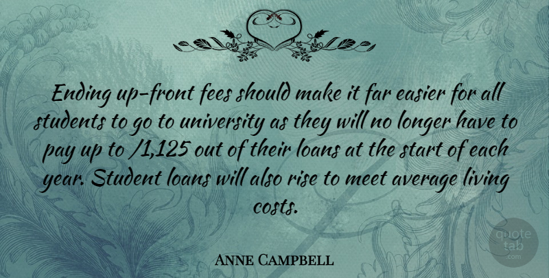 Anne Campbell Quote About Average, Years, Cost: Ending Up Front Fees Should...