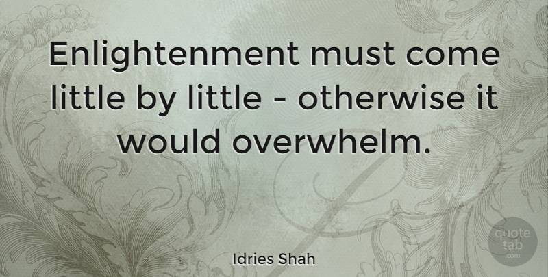 Idries Shah Quote About Spiritual, Enlightenment, Littles: Enlightenment Must Come Little By...