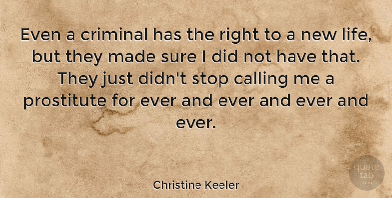 Christine Keeler Quote About Calling, Criminals, New Life: Even A Criminal Has The...