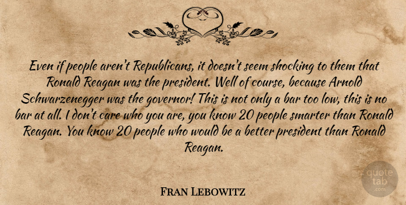 Fran Lebowitz Quote About People, President, Would Be: Even If People Arent Republicans...