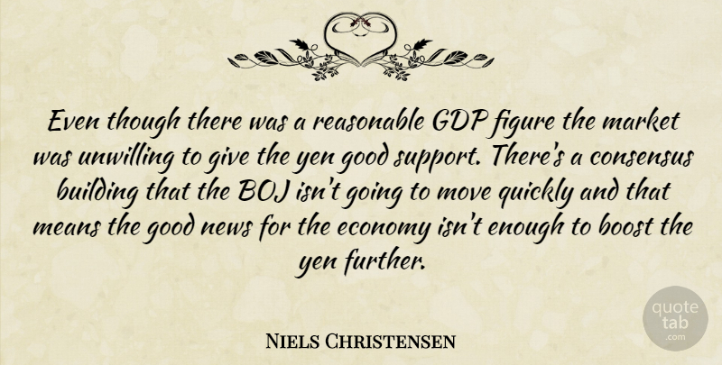 Niels Christensen Quote About Boost, Building, Consensus, Economy, Figure: Even Though There Was A...