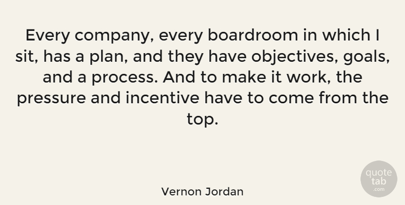 Vernon Jordan Quote About Goal, Incentives, Pressure: Every Company Every Boardroom In...